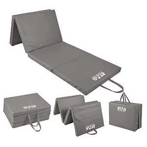 Tapis de gymnastique Stag Iconic 3m, tapis de gymnastique gris haute densité avec design portable, absorption des chocs, compagnon d'entraînement ultime - Product Image 1