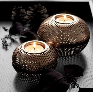 Hurricane <b>Lantern</b> Shape Metal Wicker and Brass Base <b>Tea</b> <b>Light</b> Candle Holder Table Top Hotel Used T-Lite Holder - Product Image 5