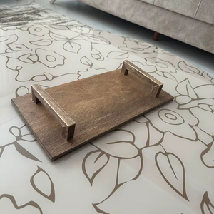 Bandeja de madera de diseño moderno hecha a mano, bandeja de madera personalizada para regalo de inauguración de la casa - Product Image 5