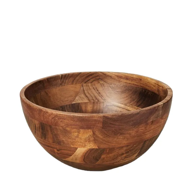 Acacia wood wave serving bowl kitchen meal soup container large bowls for fruits or salads kids festival and daily use