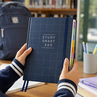 LABON Individueller Studienplaner Akademischer Organizer für Studenten Hardcover-Notizbuch mit Registern, Aufklebern, Prüfungszähler und Lernplaner