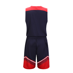 Conjunto de Camiseta de Baloncesto para Hombre, Cuello en V, Sin Mangas, Degradado Rojo Marino, Secado Rápido, 100% Poliéster, Uniforme - Product Image 2
