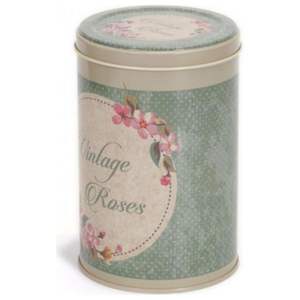 กล่องเหล็กทรงกลม Kontensan รุ่นวินเทจโรส ขนาด 1 ลิตร พร้อมตัวล็อคแบบลวดและฝาใส ขนาด 105x130 มม. ผลิตในตุรกี สำหรับงานฝีมือ - Product Image 3