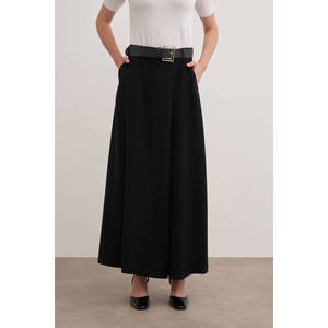 Jupe vintage noire à volants avec ceinture et ourlet à volants - Product Image 2