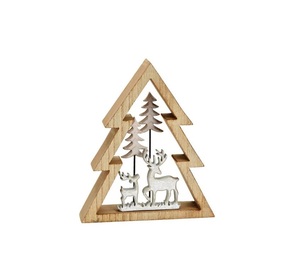 Centro de mesa navideño de madera y metal con vegetación festiva y encanto rústico perfecto para fiestas navideñas - Product Image 1