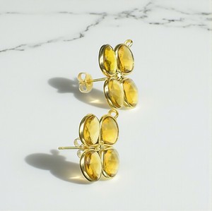 Pendientes de tuerca de piedras preciosas citrino de trébol DIY-Pendientes hechos a mano de plata 925-Pendientes de bucle DIY - Product Image 2