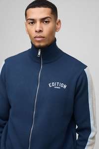 Edición personalizada Contrast Stripe Zip Up Chaqueta de punto Sudaderas con capucha Hombres Algodón Mezclado Último diseño Precio de fábrica Chaquetas de hombre - Product Image 3