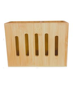 Soporte para utensilios de cocina de bambú rústico organizador desmontable para encimera-utensilio de cocina Caddy 2 compartimentos - Product Image 1