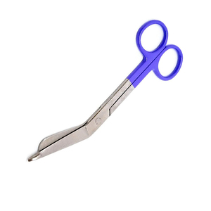 Tijera de apósitos con mango recubierto de azul, hoja curva de 115mm, Tijera para sala de cirugía quirúrgica, hecha de acero inoxidable - Product Image 4