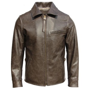 Veste en cuir de vachette véritable pour homme Manteau d'automne en peau de mouton véritable coupe ajustée avec changement de couleur - Product Image 2