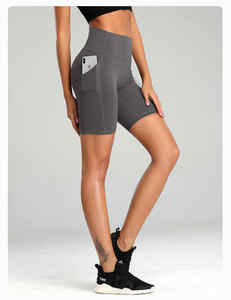 LOGO personnalisé Short de motard pour femmes à taille haute Short de course à pied en spandex tricoté avec poches - Product Image 6