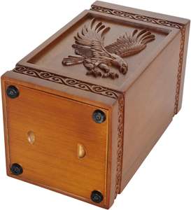 Urnas para cremación de madera Urnas para cenizas humanas Adulto Grabado a mano Águila calva Urna funeraria para madre Padre Exhibición Entierro - Product Image 4