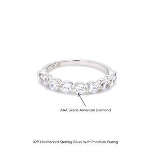 Anillo American Diamond Nine Stone Band en Plata de Ley - Product Image 2