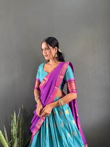 NUEVO LEHENGA CHOLI FESTIVO PARA FIESTAS CON DUPATTA, TELA DE ALGODÓN CON BORDADO GRANDE Y TRABAJO TEJIDO - Product Image 3