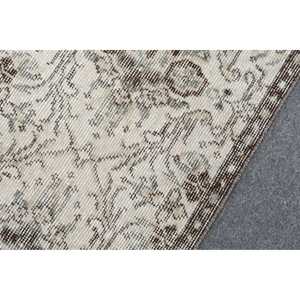 Alfombra Turca Vintage Ecológica de 3.1x7.2 pies (94x220 cm) Gris con Diseño de Patchwork de Lana y Respaldo de Látex - Product Image 5