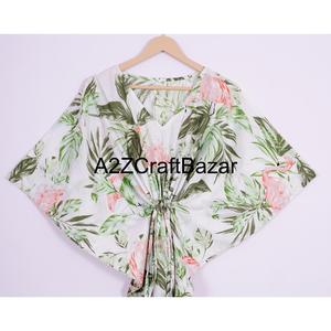 Caftán Casual de Verano al por Mayor en 100% Algodón Puro, Sexy, de Media Manga, Estilo Urbano con Estampado Geométrico Hecho a Mano para Chica - Product Image 2