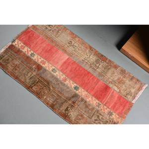 Alfombra Turca Vintage de Gran Tamaño, 220 x 370 pies, Color Rojo Beige, Ecológica, Estilo Clásico, Rectangular, Diseño Abstracto de Patchwork, Alfombra de Lana - Product Image 4