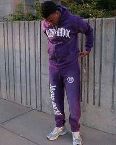 Chándal de invierno personalizado de la Hermandad griega, Sudadera con capucha de lana púrpura, conjunto de Jogger con cremallera, ropa de calle de moda con letras góticas, venta al por mayor - Product Image 5