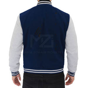 Chaqueta Letterman Personalizada para Hombre, Cómoda, con Cuello Alto, Logotipo Frontal, Mangas Largas, Color Personalizado, 100% Algodón Transpirable - Product Image 2