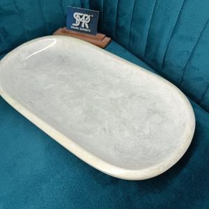 Plateau de service élégant en résine blanche écologique, poli, forme personnalisée, style ange, pour bijoux, bougies, salle de bain, table - Product Image 4