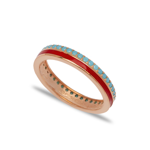 Red Enamel Design Turquoise Stone Woman Band <b>Ring</b> Turkish Handmade Rhodium Plated 925 Sterling Silver Wedding <b>Adjustable</b> Jewelry - Product Image 6
