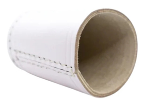 Copa para dados de cuero blanco hecha a mano, estilo minimalista redondo, elaborada con detalles de costura para guardar dados - Product Image 5