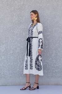 2025 nouveau Boho Hippie caftan femmes Sexy ample parole longueur coton Maxi robe manches longues motif solide écologique lavable - Product Image 3