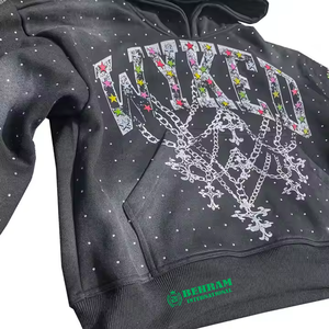 Nouvel arrivage : Sweat à capuche numérique délavé à l'acide, coupe droite, épaules tombantes, en molleton de coton épais (420 GSM) - Product Image 3