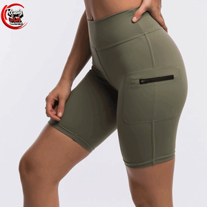 Women's High <b>Waist</b> Breathable Yoga Pilates Shorts New Design <b>with</b> Phone Pocket Wholesale - Product Image 3