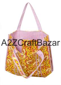 Sac fourre-tout quotidien pour femme, 100% coton pur, rayé, écologique, matelassé, fait main, style indien bohème, à porter à l'épaule, pour le shopping, le bureau - Product Image 4