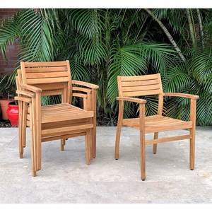 Diseño europeo moderno de madera de teca muebles de patio barato apilable al aire libre sillas de comedor para uso doméstico silla de madera maciza - Product Image 1
