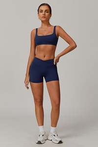 Sujetador deportivo Maeve azul marino de alta calidad elegante escote cuadrado y espalda transpirable secado rápido alto impacto mujeres gimnasio Fitness Sujetador deportivo - Product Image 4