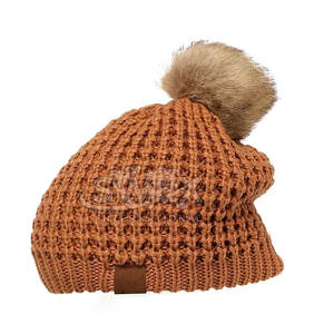 Winter Warm Knitted Bobble Beanie Hat Custom Logo Bobble Hat For Men And Women Custom Logo Bobble Beanie Hat - Product Image 3