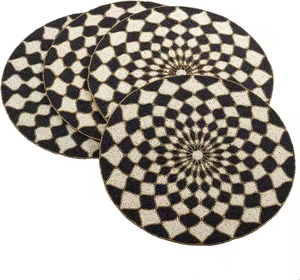 แผ่นรองจานทรงกลมลูกปัดสำหรับโต๊ะอาหารเสื่อแฟนซีแผ่นรองจานปักลูกปัดทำด้วยมือสำหรับงานแต่งงาน - Product Image 1