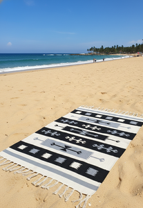 Alfombra de Algodón Afelpado al por Mayor, Diseño Floral Moderno, Lavable a Máquina, Reversible, Negra, para Camping, Hogar, Picnic, Viajes, Oración - Product Image 2