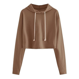 Sweat à capuche manches longues surdimensionné et personnalisé Pull pour femmes Couleur noire Crop Top Short Sports Sweat à capuche court pour femmes - Product Image 2