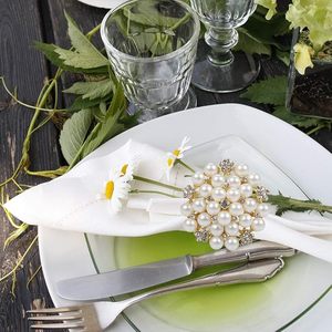 Élégant rond de serviette en forme de perle mariage noël et occasions spéciales bois et papier matériel élément décoratif de table - Product Image 2