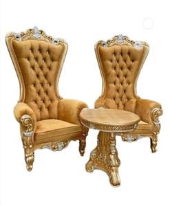 Ensemble de fauteuils capitonnés de style victorien de luxe avec table ronde, dossier capitonné en velours, meubles de salon - Product Image 1