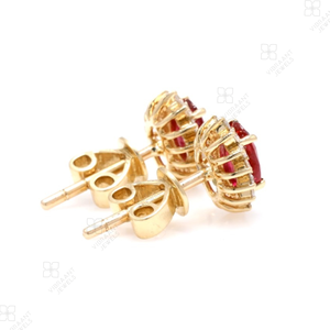 Tự Nhiên 6X4Mm Hình Bầu Dục Của <span class=keywords><strong>Ruby</strong></span> Stud Bông Tai 14K 18K Vàng Rắn Halo Bông Tai Trong Số Lượng Lớn Tối Giản Đá Quý Đồ Trang Sức Cho Phụ Nữ Bán Buôn - Product Image 5