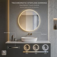 Miroir de salle de bain rond de 600 mm avec éclairage LED personnalisé, gradation progressive, fournisseur d'accessoires dorés de 4 mm, fabricants de LED sur mesure