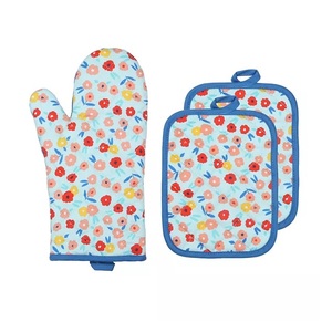 Protecteur de mitaines de cuisine d'hôtel de luxe, motif personnalisé de luxe, coton biologique imperméable certifié GOTS nid de poule - Product Image 1