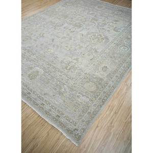 Tapis en laine noué à la main Erbe, gris et noir, motif floral abstrait, rectangulaire, pour salon, couloir, ENLP-10, technique artisanale - Product Image 2