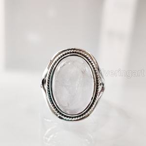 Anillo de mujer, de cuarzo rosa Natural piedra preciosa, piedra natal de abril, banda de diseñador, joyería hecha a mano de Navidad, anillo de Plata de Ley 925 - Product Image 1