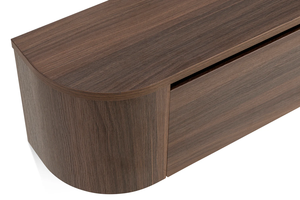 Modern Floating TV <b>Stand</b> Curved Edge Wall Mounted Wooden Media Console Walnut Entertainment Center - Product Image 3