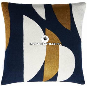 2025 Designer laine à la main Crewel broderie laine chaîne cousue housse de coussin pour canapé canapé salon de fournisseur indien - Product Image 2