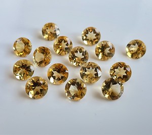 พลอยซิทรีนเจียระไนทรงกลมแบบเหลี่ยมเพชรพลอยสีเหลืองมะนาวหลวม6มม. ธรรมชาติคุณภาพสูง - Product Image 4