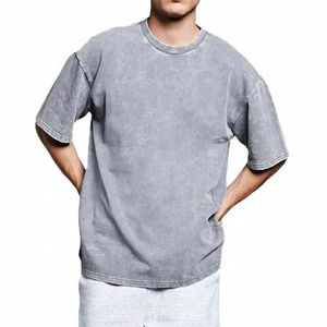 Camiseta holgada de lavado ácido con manga corta, camiseta de punto de algodón 100% para hombres y mujeres, camisetas Vintage de gran tamaño - Product Image 1