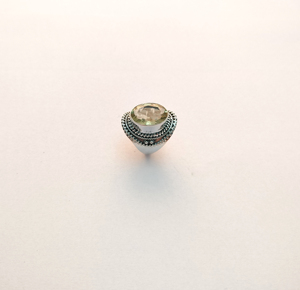 Moda 925 Plata limón cuarzo cabujón Anillos De Compromiso mujeres hecho a mano plata flor patrón declaración anillo diamante joyería - Product Image 1
