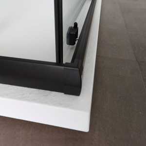 Cabine de douche 80x100 H 190 avec profil noir mat et verre transparent pour rideaux de douche - Product Image 4