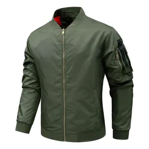 Venta al por mayor de alta calidad transpirable chaqueta de bombardero de los hombres XL tamaño tela de lona soporte cuello ligero función OEM servicios de uso de invierno - Product Image 5